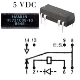 Relais Reed, SPDT, 5 VDC, HE700, Traversant, 200 ohm, 250 mA